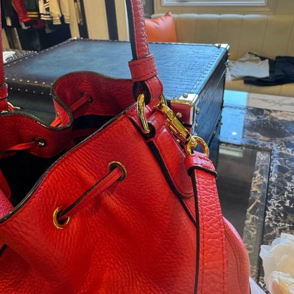 Moschino Bold Red Leather Drawstring Bag main image 8